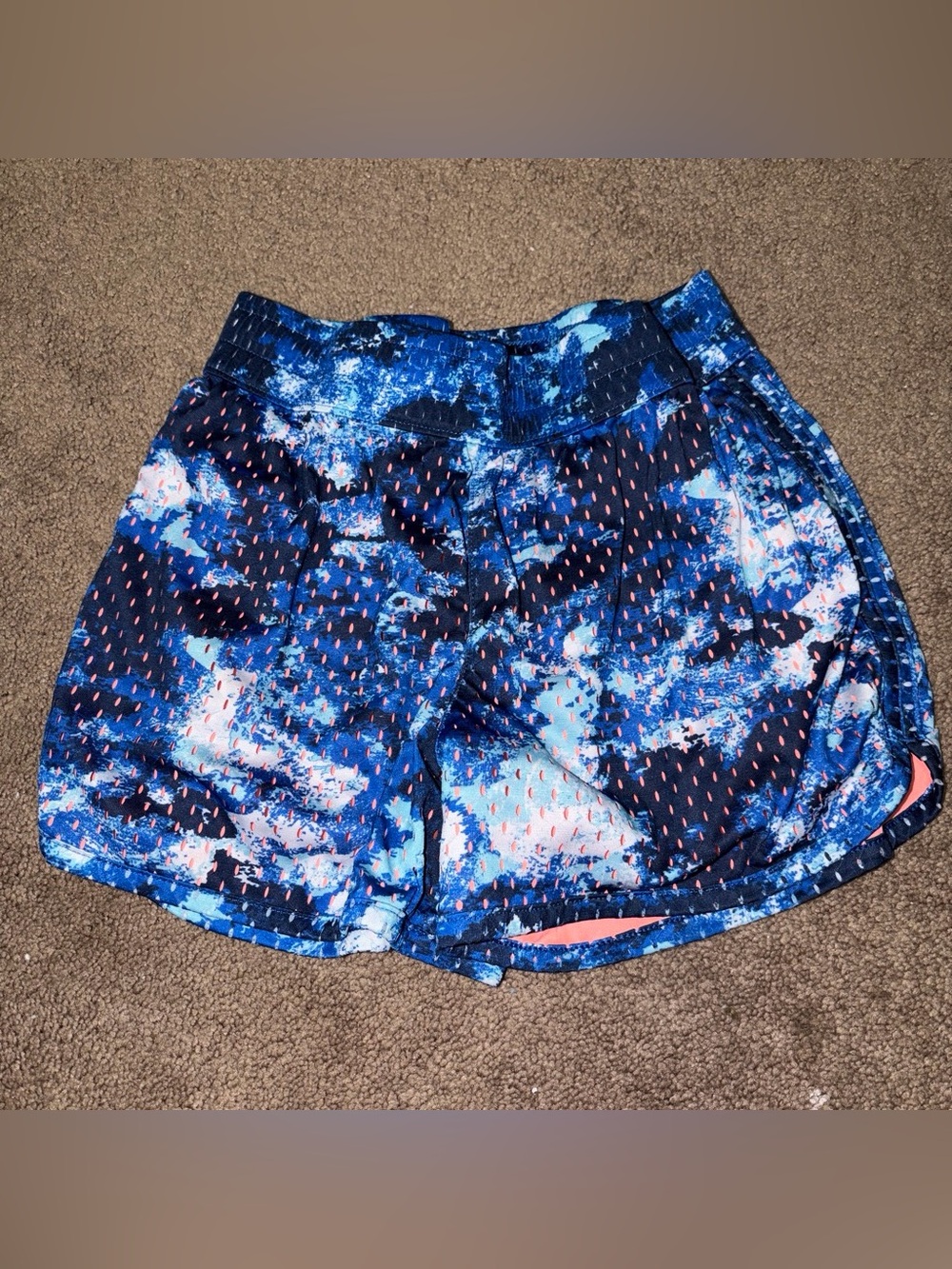 Women’s Blue Printed Athletic Shorts